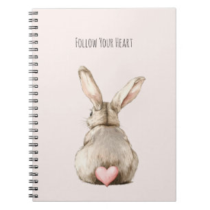 Blush Bunny Rabbit Heart Notebook