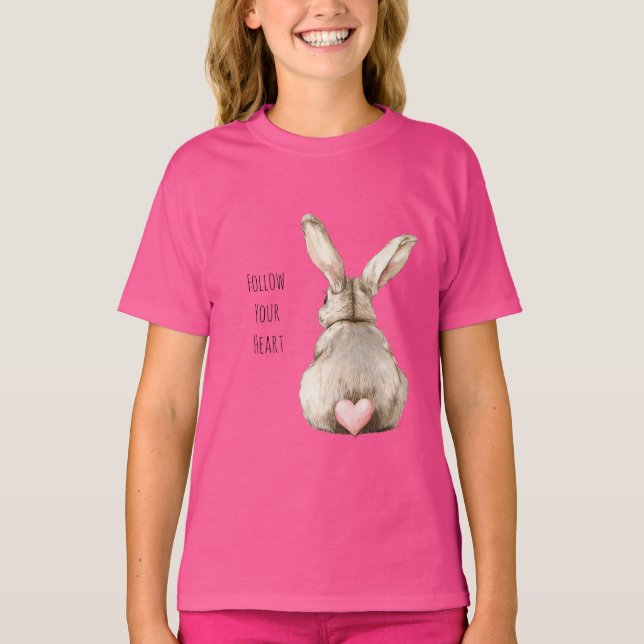 Blush Bunny Rabbit Heart T-Shirt (Front)