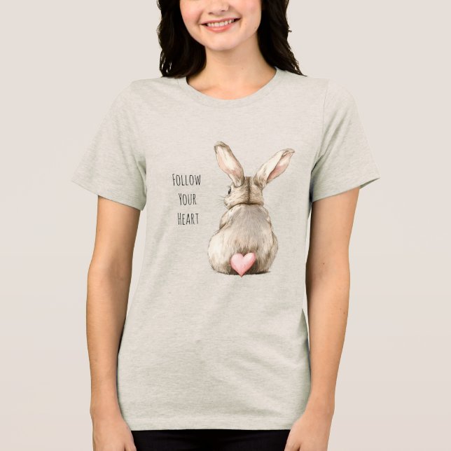 Blush Bunny Rabbit Heart Tri-Blend Shirt (Front)