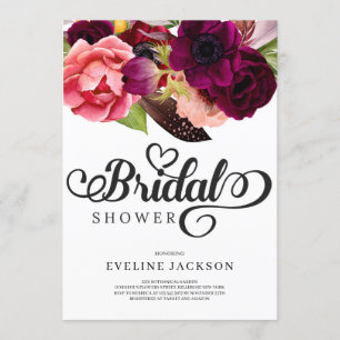 Blush Burgundy and Moroon Floral Bridal Ivitation Invitation