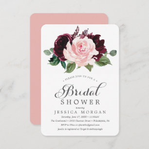 Blush Burgundy Bridal Shower Invitation Card