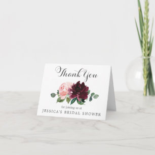 Blush Burgundy Bridal Shower Thank You Cards