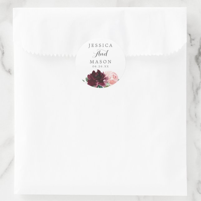 Blush Burgundy Favour Stickers Envelope Seals (Bag)