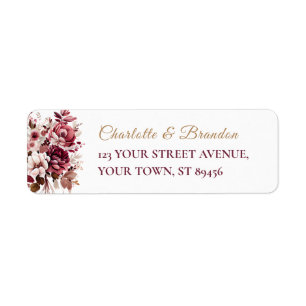 Blush Burgundy Flora Modern Wedding Return Address