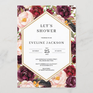 Blush Burgundy Floral Bridal Shower Invitation