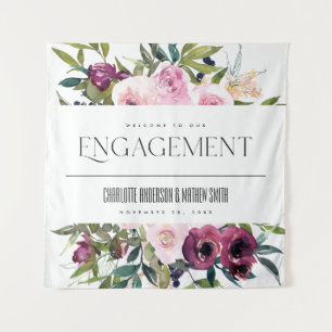 BLUSH BURGUNDY FLORAL BUNCH ENGAGEMENT WELCOME TAPESTRY
