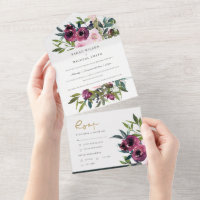 BLUSH BURGUNDY FLORAL BUNCH WATERCOLOR WEDDING ALL