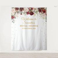 Blush burgundy floral gold frame Bridal Shower