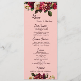 Blush Burgundy Floral Watercolor  Menu
