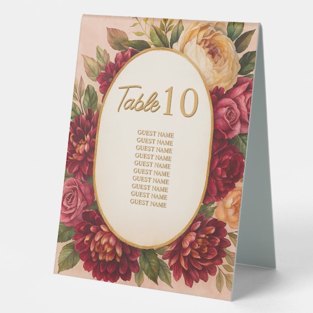 Blush Burgundy Floral Watercolor Wedding (Front)