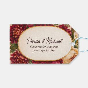 Blush Burgundy Floral Watercolor Wedding Gift Tags