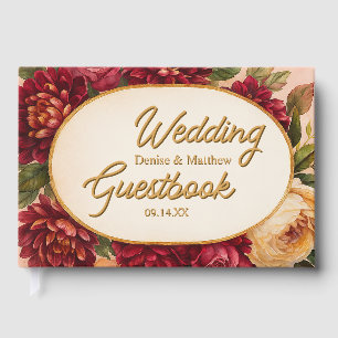 Blush Burgundy Floral Watercolor Wedding Guest Book
