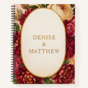 Blush Burgundy Floral Watercolor Wedding Notebook