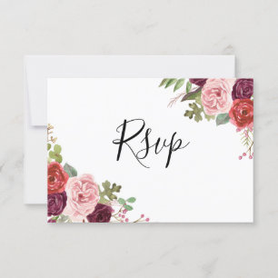 Blush & Burgundy Flowers All Occasions RSVP Card