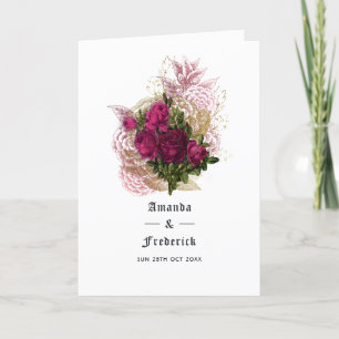 Blush Burgundy Gold Shabby Wedding Programme
