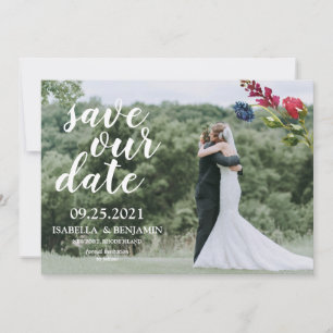 Blush Burgundy Navy Blue Floral Elegant Photo Save The Date