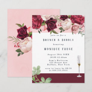 Blush Burgundy Peony Chic Brunch & Bubbly Invites
