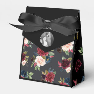 Blush Burgundy Photo Floral Elegant Watercolor Favour Box