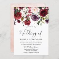 Blush Burgundy Purple Watercolor Floral Wedding