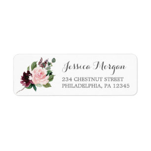 Blush Burgundy Return Address Label