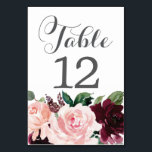 Blush Burgundy Table Cards Wedding Table Numbers<br><div class="desc">Help your guests easily find their tables with these lovely table numbers. Easily change the number and add to your cart.
Print as many numbers as you need!</div>
