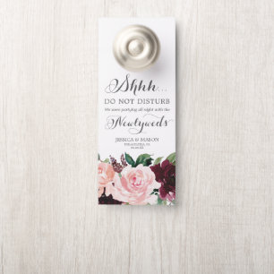 Blush Burgundy Wedding Door Hanger Do Not Disturb