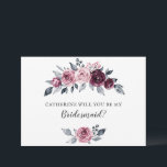 Blush Burgundy Will You Be My Bridesmaid Invitation<br><div class="desc">Blush Burgundy Floral Will You Be My Bridesmaid Invitation</div>