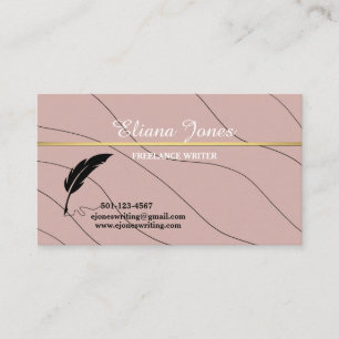 blush business card freelance writer, swirls