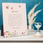 Blush Butterflies & Wildflowers Prayer for Child  Plaque<br><div class="desc">Custom Prayer Plaque.   Christian.  Prayer for baby.  Person's name giving gift.  Blush background.  Butterflies and wildflowers.</div>