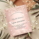 Blush butterfly birthday invitation<br><div class="desc">For an elegant 50th (or any age) birthday party. A rose gold background. Decorated with rose gold confetti and a large butterfly.  Personalise and add a name and party details. The name is written with a hand lettered style script</div>