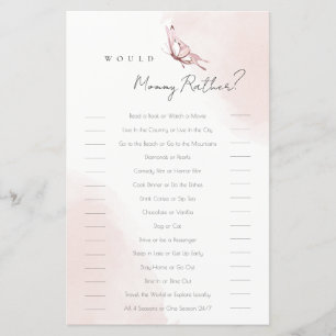 Blush Butterfly How Many Kisses Baby Shower Game