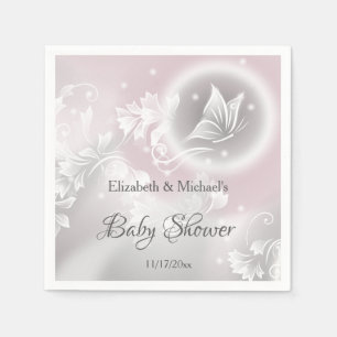 Blush Butterfly Phantasy Girl Baby Shower Napkin