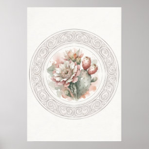 Blush Cactus Flower Ornate Botanical Poster