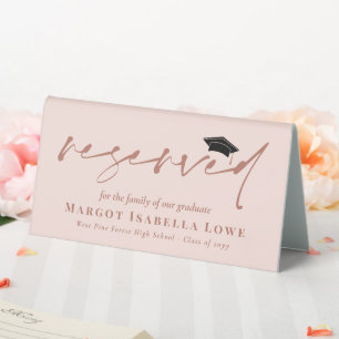 Blush Calligraphy Graduation Reserved Table