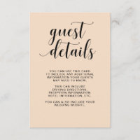 Blush Cascade | Wedding Guest Details