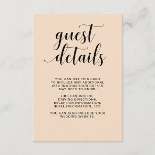 Blush Cascade   Wedding Guest Details Enclosure Card
