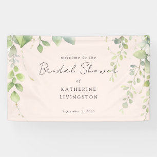 Blush Cascading Foliage Bridal Shower Welcome Banner