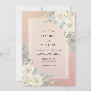 Blush Celadon Eucalyptus Wedding Invitation