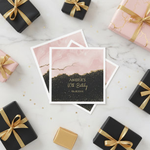 Blush Champagne Gold Glitter Abstract Watercolor Napkin