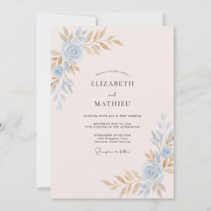 Blush Champagne Painted Wedding Invitation