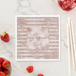 Blush Champagne Pink Glitter Glam Stripes    Napkin