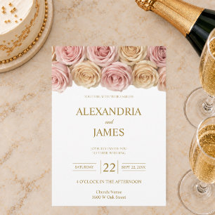 Blush & Champagne Roses Wedding Invitation