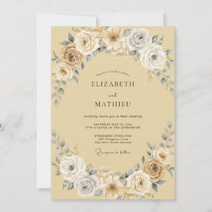 Blush Champagne Slate Petal Wedding Invitation
