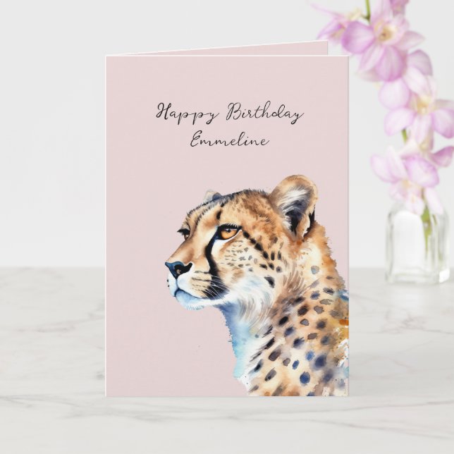 Blush Cheetah Birthday Card (Orchid)