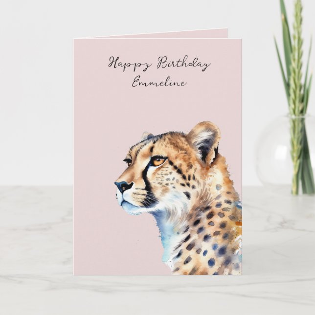Blush Cheetah Thank You Card (Front)