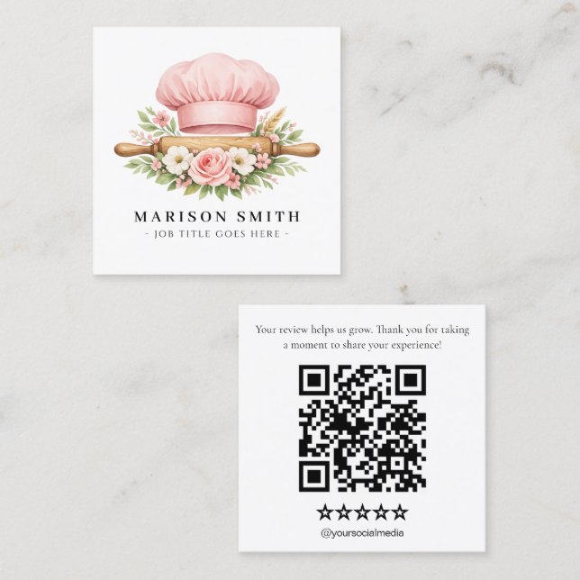 Blush Chef Baking Essentials  Square Business Card (Front/Back)