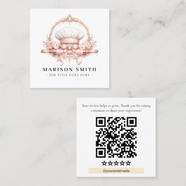 Blush Chef Baking Essentials  Square Business Card (Front/Back)