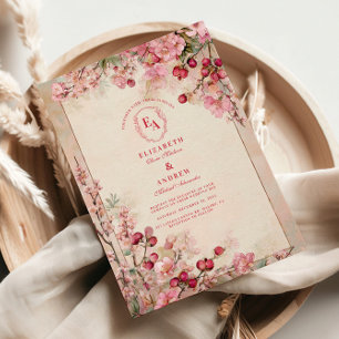 Blush Cherry Blossom Garden Wedding Invitation