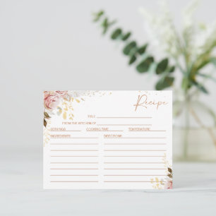 Blush Chic Floral Bridal Shower Recipe Card