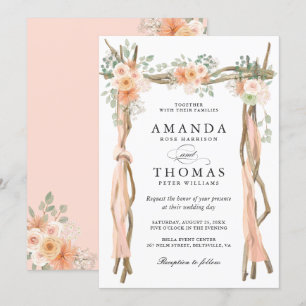 Blush Chic Floral Wedding Arch Themed Invitation